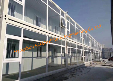 Китай Складной дом контейнера Префаб плоского пакета с стеклянным украшением фасада для пользы офиса поставщик