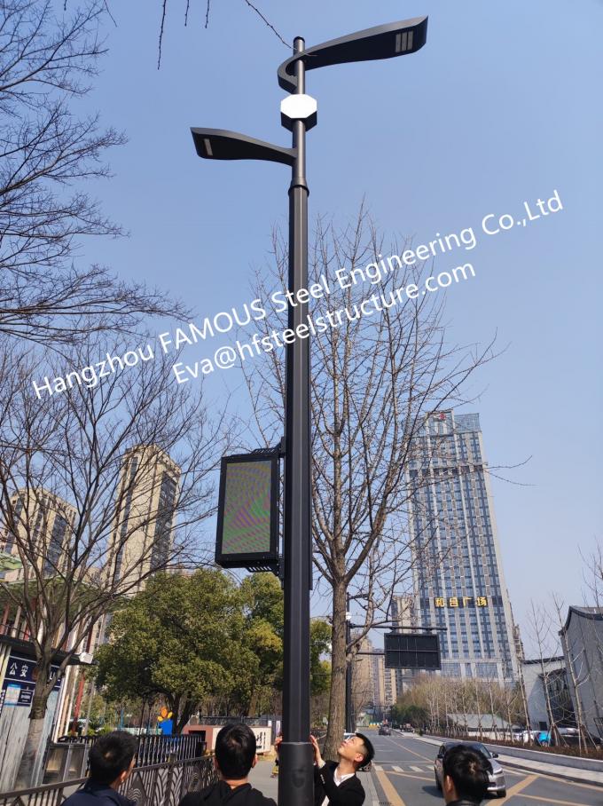 Интегрированный гальванизированный стальной фонарный столб улицы с дорожным знаком экрана света СИД 1